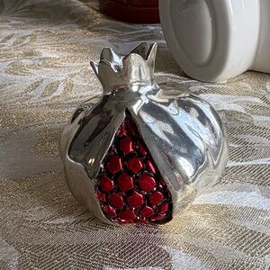 Sterling Silver Plated and Red Pomegranate Decor